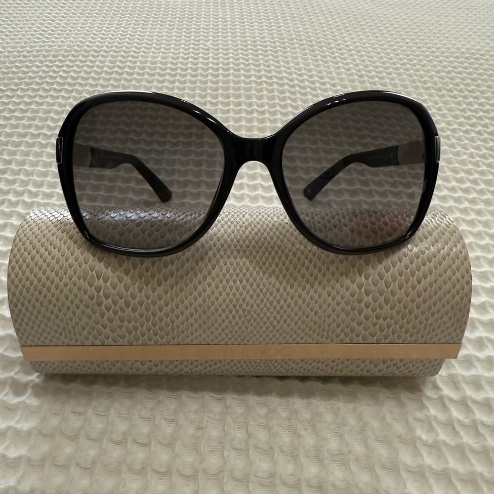 Jimmy Choo Black and Tan Sunglasses with Protective Case